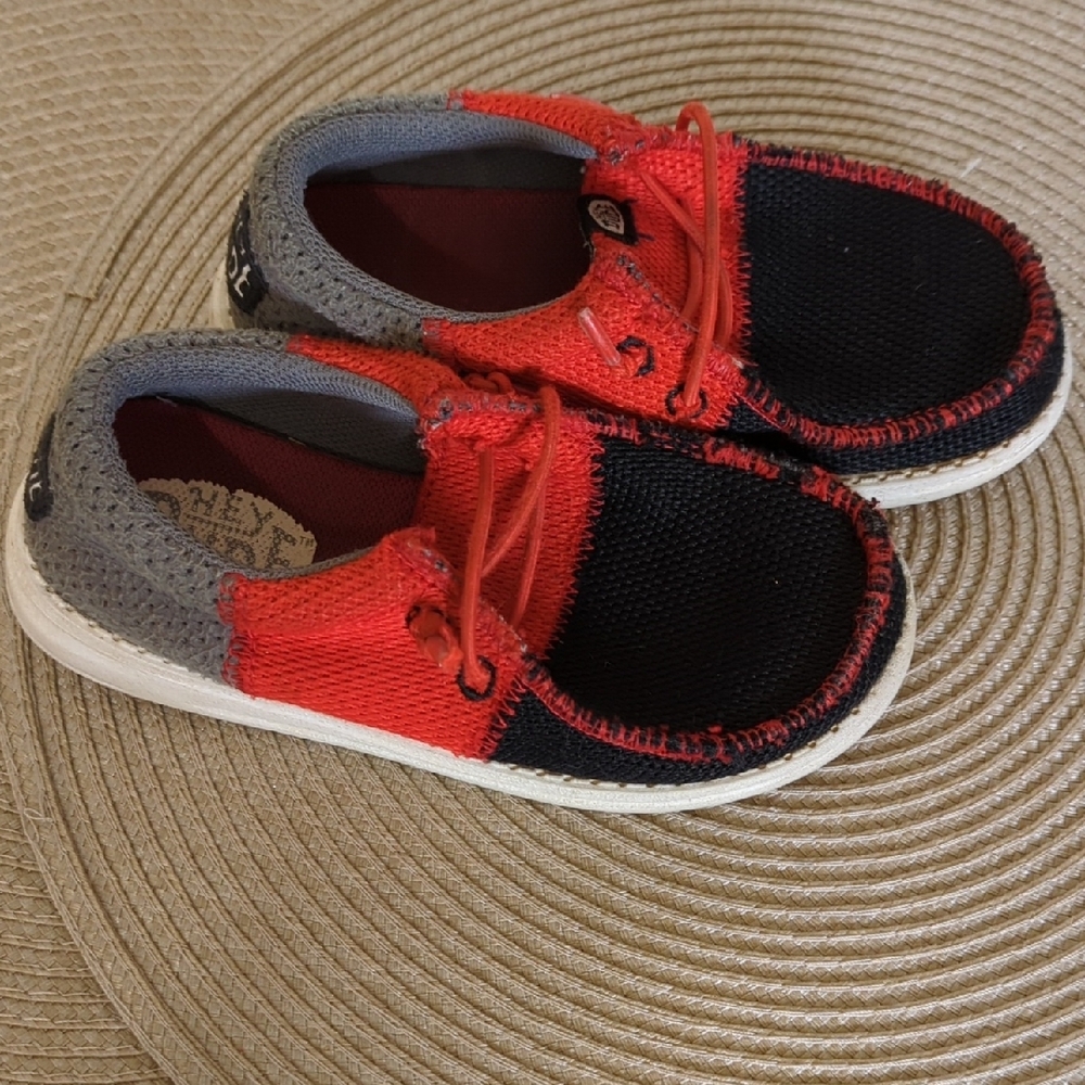 Hey Dude Red and Gray Sneakers with Slip-On Comfort